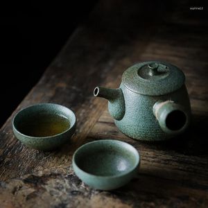 Teaware set japansk stil keramisk retro te set snabb kundkopp en kruka två koppar 2 personer tekanna grov keramik sida liten