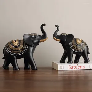 Decorative Figurines 2Pc Set Elephant Statue Resin Animal Sculpture Family A Three Home Decor Living Room Bedroom Countertop Decoration Gift