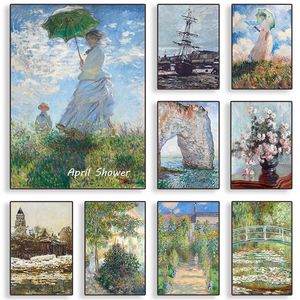 Artista do impressionismo Claude Monet Resumo Posters Retro Pintura e Impressões Impressões de Arte da Parede para Decoração da Casa da Sala