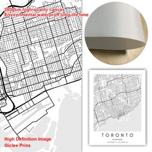 Toronto Map Canvas Druck minimalistischer Wandkunst Custom World City Map Nordische Plakate und Druckbilder für Wohnzimmerdekoration