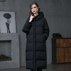 Artı Boyut Aşağı Ceket Kadınlar için Kalın ve Uzunlaştırılmış Kış Yeni Pound Süper Gevşek Diz Uzunluğu Giyerek