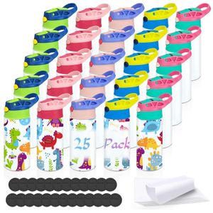 Muggar barn sublimering tumbler25 packa 12oz rostfritt stål sublimering sippy cupdouble vägg isolerade barn tumlare med handlesspill 240410