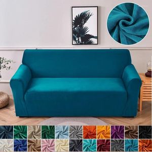 Pokrywa krzesła 2024 Aksamitowa sofa grubość elastyczna 1/2/3/4 Siedzenia solidne pokrywa kanapy L Bench w kształcie litery L