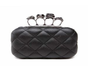 Skull Ring Woman Evening Bag Vintage Plaid Clutch Ladies Messenger Bags Mini Black Luxury Party Clutches Purse7312080