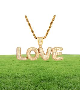 NYHET MEN039S Anpassad namn Small Bubble Letters Halsband Pendant Ice Out Cubic Zircon Hip Hop Jewelry Rope Chain Två Color6297565