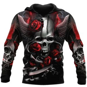 Cosplay reaper spöke gotiska skalle satan baphomet djävul retro långa ärmar män/kvinnor 3dprint harajuku streetwear roliga hoodies