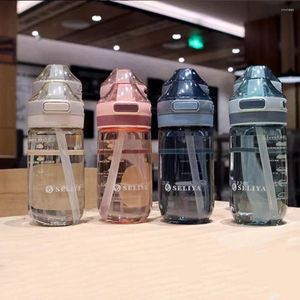 Water Bottles 500ML Portable Large-capacity Bottle Sports Straw Cups Student Plastic Drop-resistant Leak-proof