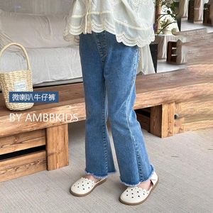 Trousers Children Clothing Kids Casual Denim Pants 2024 Spring Summer Korean Style Fashionable Slim Flared Jeans For Girls