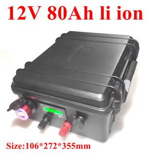 12V 80Ah lithium battery 100A BMS for 12V electric fishing boat USB Solar Energy Storage Battery +10A Charger