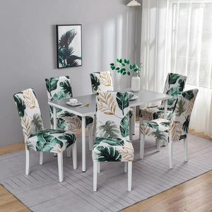 Sandalye, ev dekoru için elastik yemek odası kapsar Mutfak koltuğu yastık ayçiçeği yeşil yaprak mobilya koruma 2024