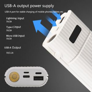 DIY Power Bank Case Pole naładowania 2x 18650 18700 20700 21700 Adapter baterii z latarką LED dla telefonów z Androidem iPhone'a