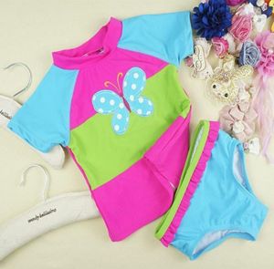 Baby Girls Butterfly Embroidery Swimswear barn baddräkt barn simmar