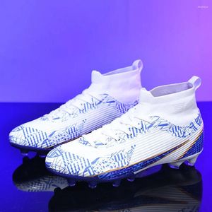Amerikanische Fußballschuhe Trendy Print Blue Herren Soccer High Top Schnürschneaker Männer Outdoor-Komfort Nicht-Schlupf-Futsal-Stiefel