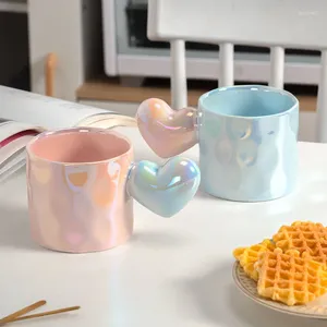 Muggar 450 ml Mugg Romantisk present Koreansk stil kaffete cup Creative Heart Porcelain Milk Cups for Girl Friend