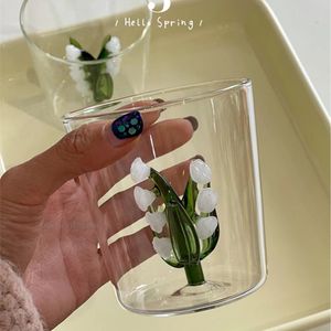 1/2st Lily of the Valley Cup Transparent Wine Cup Beverage Cup Animal Water Cup Rain Rose Cup Glass Cup Shot Glasses