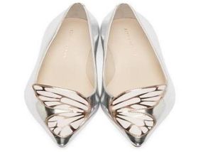 Sophia Webster Lady Patent LeatherButterfly Ali da ricamo tagliente Flat Flat Women039s Scheme singolo Taglia 3442Silver6292124