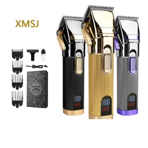 Trimmers Professionelle kabellose Haare Clipper Haarschnittmaschine, neuester Haarschneider für Männer, alle Metall -Finishing -Haarschneidermaschine LED