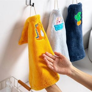 Lovely Cartoon Children Microfiber Hand Dry Towel for Kids Soft Plush Fabric Absorbent Hang Towel Kitchen Bathroom Bath Wipe