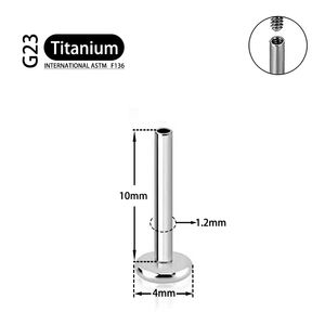 Titanium G23 Stud Earrings Rod Internal Thread Plug Septum Ear Lips Nose Piercing Tragus Body Jewelry Tool Parts Accessories