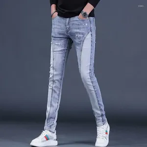 Jeans maschile primavera e autunno slim fit piccoli piedi di fascia alta per il marchio di moda casual patch elastici lunghi pantaloni lunghi