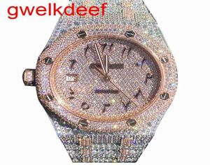 Armbandsur Luxury Custom Bling Iced Out Watches White Gold Plated Moiss Anite Diamond Watchess 5A High Quality Replication Mecha2162870