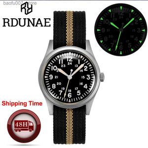 Redes de pulso rdunae 34,5 mm Mens vintage G10 MIIYOTA MIIYOTA 2035 MENS VIDRO MINERAL ATENAS ATENAGEM ATEM