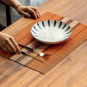 Table Mats Anti-scald Placemats Hand Woven Bamboo Placemat Set Ethnic Style Place Mat Waterproof Oil-proof Heat Insulation For Dining