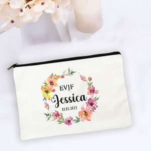 Niestandardowa nazwa Bride Bachelorette Party Cosmetic Coseic Personalized Evjf Makeup Bag Monogram Tousetrie Prezenty dla druhny