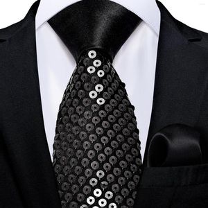 Bow Ties Elegant Black Red Blue Sequins Tie With Pocket Square Mens Women Stage Performance Prom Paillette Accessories Necktie Gift