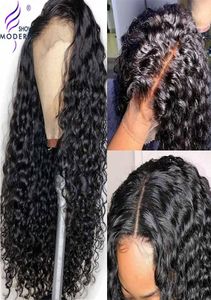 modernshow 44 water wave 30 inches closure wig raw virgin human hair with baby hair 150 density pre plucked lace wigs7692595