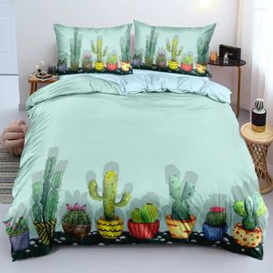 Conjuntos de cama Conjunto simples de capa de edredão de cacto verde/edredom/edredão duplo king size de tamanho têxtil caseiro design de moda