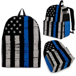 Backpack Yikeluo Retro American Flag 3D Printing Teens Bag Saco de laptop adulto Casual Student Livro KnApsack com zíper