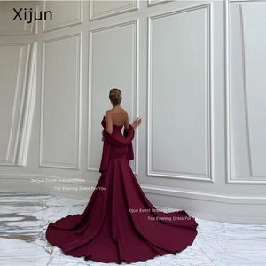 Abiti da festa xijun Dark Red Long Evening Saudita Arabric Mermaid Prom delle occasione formale Dubai Gowns Luxury Women 2024