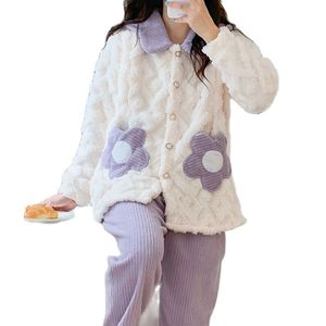 Kış sıcak hamile kadın pijama ile emzirilen fermuarı kilidi yan ayarlanabilir bel annelik kadın pijamalar