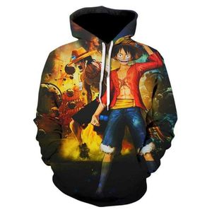 2023 Super Burning Pirate King Luffy Series 3D Stampato con cappuccio per uomini e donne con cappuccio