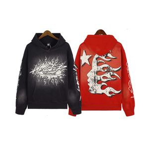 Hellstar Street i Hellstar Street Ins Flame med vintage Made Old Mud Print Hoodie