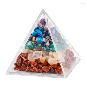 Dekorativa figurer Pyramid Naturlig kristall Gravel Akryl Diy Harts Decor Craft Reiki Mineral Ornaments