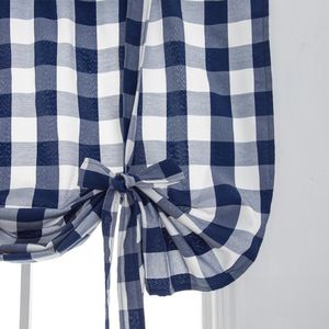 Modern Plaid Curtain Semi-shading Screen Short Curtain Vintage Drapes Cupboard Valance Curtains For Kitchen Cafe Decoration