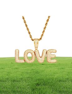 NYHET MEN039S Anpassad namn Small Bubble Letters Halsband Pendant Ice Out Cubic Zircon Hip Hop Jewelry Rope Chain Två Color8706766