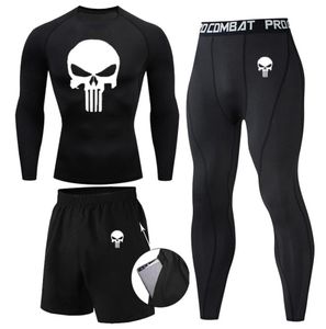 Kompresja MMA Rashguard Men S Jiu Jitsu T Shirt Pants Muay Thai Shorts Skury Skull Gym Men Bjj Boks 3pcs Zestawy Ubrania 226256540