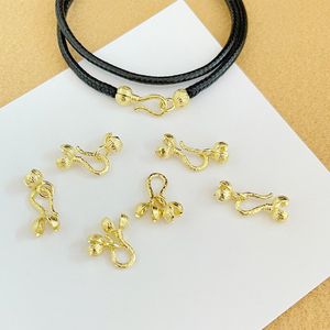 4Sets Brass Gold Plated Hook and Eye Clasps Hook Eye Toggle Cord Rope End Connector Clasps for Necklace Bracelet Jewelry Making