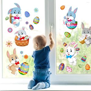 Party Decoration Easter 2024 Cute Cartoon Egg Window Stickers DIY Happy Glass Sticker Kids Favors