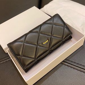 19CM Trend Women Designer Wallet Twice Folds Lambskin Leather Borsa Diamond Lattice Luxury Coin Purse Vintage C Zipper Pochet Card Holder Emblem Evening Clutch