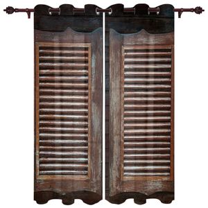 木製ドアビンテージスタイルの窓カーテンキッズルームリビングルームカーテンパネルキッチン用バランスカーテン