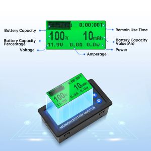 LifePO4 Monitoraggio batteria Voltmetro digitale Amperometro DC8-100V 100A - Monitoraggio della batteria 400A Hall Coulomb Tester Ah Tensione