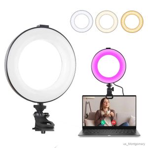 Webcams zomei rgb anel leve clipe de luz no monitor de laptop para iluminação da webcam/iluminação de zoom/trabalho remoto/transmissão ao vivo