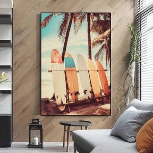 Surfing Paradise Art Affischer Surfing Islands Landscape Canvas Målning HD Print Abstract Wall Picture For Living Room Home Decor