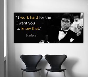 Canvas Painting Scarface Quotes Poster Extraordinary Wall Art Print Tony Montana Portrait Wall Picture for Living Room2503122