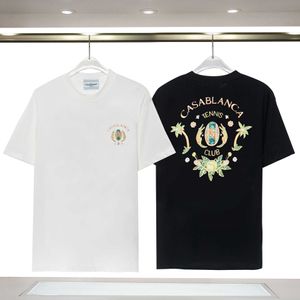 ファッショナブルなカサブランカメンズとレディングプリントダブルヤーンピュアコットン短袖Tシャツ