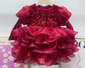 Winter Kids Girls Dress Velvet Dress Baby Wedding Wedding Party Party Tutu Children Girl Birthday Birthday manga longa vestidos 3758707